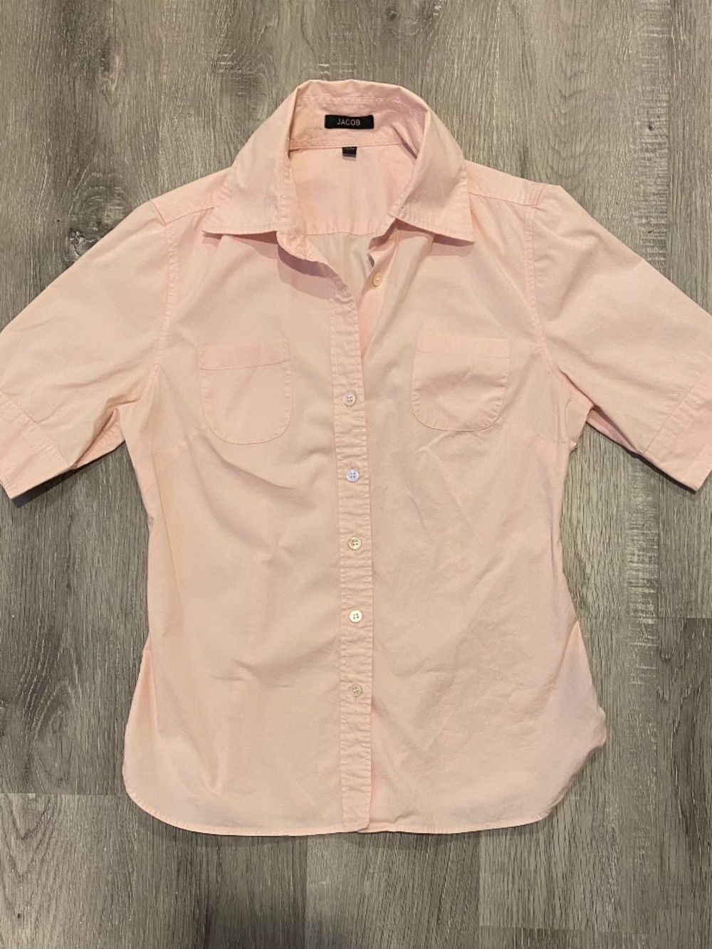 Vintage Jacob Pale Pink Short Sleeve Button-Up Shirt Size XS